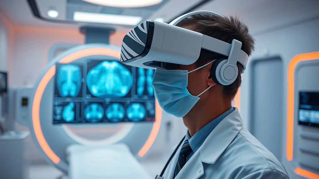 Radiologist using AR headset to analyze 3D medical scans